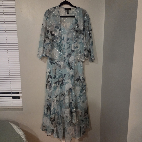 R&M Richards Plus Size Women's Teal Whimsical Fairy Floral Maxi Dress. 2 PC. 16 - Picture 5 of 16